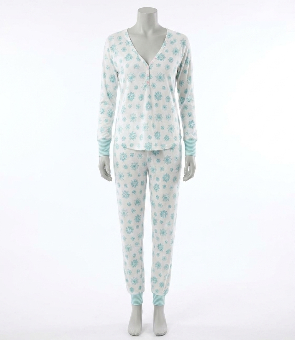 NEW PJ SALVAGE snowflake wishes pointelle pants set in white green pink